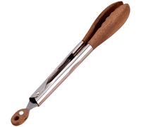29 cm - Pinzas para servir - Pinzas para barbacoa - Pinzas para parrilla - Acero inoxidable - Pinzas de cocina con punta de madera - Mango de madera - Acero inoxidable - Pinzas de cocina antiadherente