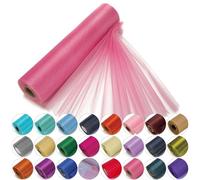 29cm X 25m Rollo de Organza - Tela Elegante Decorativo Paño para Boda Silla Lazos, Caminos Mesa, Detalles Fiesta - Manualidades Suministros para Cintas, Vestido Accents, y Bolsas - Rosa, 29cm x 25m