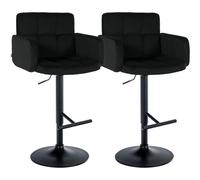 2er Set Barhocker Los Angeles Samt schwarz