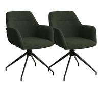 Sillas de comedor Merlinda, tapizadas en tela tipo "Teddy", color verde - 2 unidades