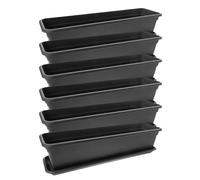 2friends Jardinera para balcón de 80 cm con plato, jardinera para balcón, alféizar exterior, juego de 6 jardineras para balcón, jardineras, de plástico de alta calidad, antracita, rectangular, modelo: