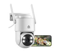 2K Cámara Vigilancia WiFi Exterior 360° PT, Cámara IP Vigilancia de Seguridad, Seguimiento Automático, Alarma Luz y Sonido, Visión Nocturna Color, Audio Bidireccional, 2,4/5 GHz, IP66 (1 pack)