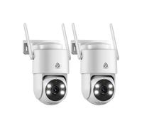 2K Cámara Vigilancia WiFi Exterior 360° PT, Cámara IP Vigilancia de Seguridad, Seguimiento Automático, Alarma Luz y Sonido, Visión Nocturna Color, Audio Bidireccional, 2,4/5 GHz, IP66 (2 pack)