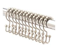 2lbDepot Anillas Dobles para Cortina de Ducha (níquel Cepillado, Acabado Decorativo Satinado), Anillas de Metal de Acero Inoxidable anticorrosión par Barras de Ducha, Set de 12