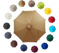 2m 2.3m 2.7m 3.0m 4.0m Tela para Sombrilla de Patio, 8 Costillas Cubierta de Repuesto Impermeable, Toldo Parasol Exterior con Protección UV para Mesa de Jardín Césped Terraza(Khaki,4.0m/13.1ft)