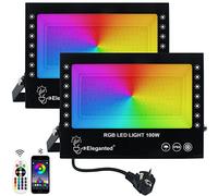 2pcs 100W Focos LED RGB Exterior Inteligente Control Bluetooth APP y Control Remoto,Sincronizada con Música Proyector LED IP66 Impermeable para Jardin Terraza Garaje (RGB, 100W)