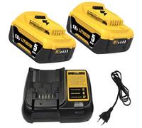 2pcs 5000mAh Recambio para Dewalt batería 18V + 1pcs 10.8~20V 3A DCB107 para Dewalt Cargador de batería con indicador LED