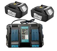 2pcs batería de Repuesto para Makita BL1850B 18V LXT Lithium-Ion (18V 5.0Ah)，y 1pcs Cargador de Doble Conector DC18RD