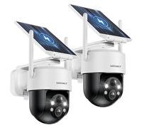 2PCS Mrowly 2K Camara Vigilancia WiFi Exterior Solar, Camara de Vigilancia con Batería Recargable, 3MP Vision Nocturna Color, 360°PTZ, Detección de Movimiento PIR, 2.4GHz, IP65