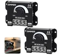2pcs Regulador Intensidad LED DC 12V 24V 30A PWM Controlador Atenuación | Regulador Tira de Luz LED Controlador de Brillo y Encendido Apagado para Tiras luz LED un Solo Color Carcasa de Metal