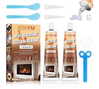 2PCS Silicona Pegamento Alta Temperatura, Transparente Masilla Refractaria, Curado Rápido, Resistente al Calor, Pegamento Alta Temperatura Horno para Chimeneas, Hornos, Estufas, Escudos Térmicos