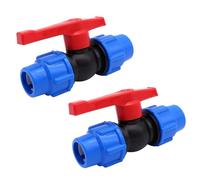 2Pcs Válvula de Bola de 2 Vías 20mm, BetterJonny Adaptador Polipropileno Plástico Álvula Recta para Manguera Conducto Agua Rápido Válvula Conector Abrazadera para Tuberías PE Fitting
