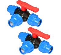2Pcs Válvula de Bola de 3 Vías 20mm, BetterJonny Adaptador de Polipropileno Plástico Válvula Esférica Tres Vías para Manguera Conducto Agua Rápido Válvula para Tuberías PE Fitting