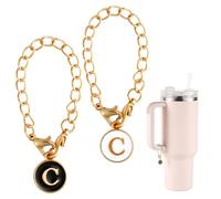2uds Accesorios Colgantes de Letras para Stanley Taza, Mango de Letra Inicial Identificación de Nombre Personalizado Cadena Colgante Alfabeto para Stanley Vaso (Letra C)