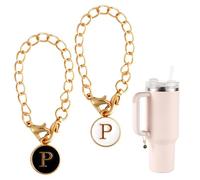 2uds Accesorios Colgantes de Letras para Stanley Taza, Mango de Letra Inicial Identificación de Nombre Personalizado Cadena Colgante Alfabeto para Stanley Vaso (Letra P)