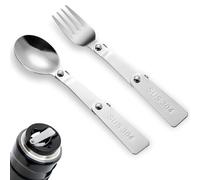 2uds Cuchara y Tenedor de Repuesto para Thermos, Acero Inoxidable Cuchara Plegable y Tenedor de Cena para Exteriores Viajes Piezas de Repuesto para Thermos 16oz Funtainer Tarro Comida