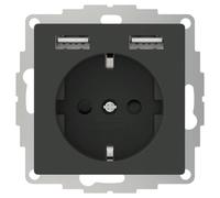 2USB 2U de 449338 Protección de contacto de enchufe con protección infantil, color blanco
