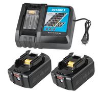 2X 18V 5,5Ah Set de baterías de repuesto para Makita + Cargador DC18RC Batería de alto rendimiento con cargador rápido de 3A para BL1860B, BL1850, BL1840B, BL1830B, LXT400, 194205-3, 194309-1