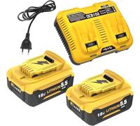 2X 18V Repuesto para Dewalt Batería +3A Cargador Compatible con Dewalt Batería DCB200 DCB180 DCB181 DCB182 DCB184 DCB185 DCB201 DCB204 (Naranja)