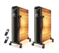 2x Aigostar Radiador de Aceite Eléctrico 2300W, 11 Aletas, Negro, | Display LED, apagado automático y Mando a Distancia, Termostato ±1℃, Calefacción para Dormitorio y Salón 16-20㎡