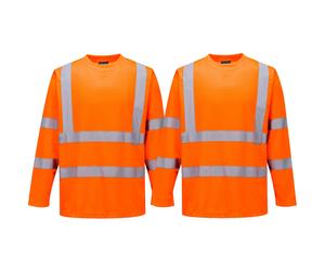 2X Alta Visibilidad Camiseta Manga Larga Transpirable & Tela 40+ Upf en Iso