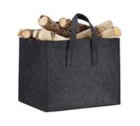 2x Bolsas para Leña con Asas XL, Fieltro, 34.5x43x36.5 cm, Color antracita | 4 asas, plegables, soporte para periódicos, cesta de fieltro