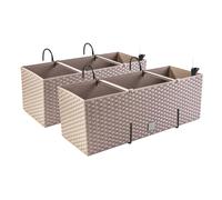 2x Caja de balcón Caja de flores Aspecto de ratán Maceta Macetero Moca Gancho