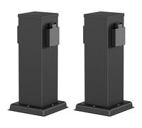 2x columna de enchufe de jardín POLLY para exterior IP44 2 vías acero