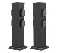 2x columna de enchufe de jardín POLLY para exterior IP44 4 vías acero