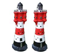 2x Decoración LED Faro 50CM Iluminación Jardín Solar Faro Rojo Blanco