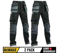 2X Dewalt Elástico Pantalón Doble Cartuchera Rodillera Bolsillo Trabajo Corte