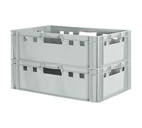 2x Euro Apilamiento de Plástico Caja Industrial Euro Caja Almacenamiento Eurobox E2 Gris Kingpower