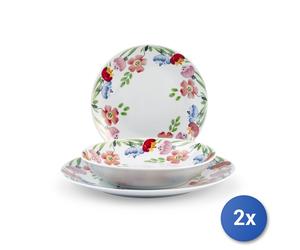 2x H&H Servicio 18 Piezas Mesa Nuveau En Porcelana Decorados