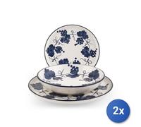 2x H&H Servicio De Mesa 18 Piezas Provenza FANTASÍA BLANCA AZUL