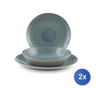 2x H&H Servicio De Mesa Echo 18 Piezas Forma Coupe