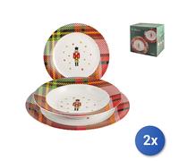 2x H&H Servicio Vajilla 18 Piezas Royal, Porcelana Decorada Rompecanano