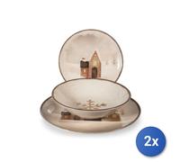 2x H&H Servicios 18 Piezas Mesa Cinnamon Glow En Stoneware Decorado