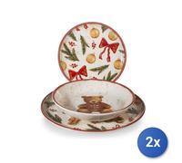 2x H&H Servicios 18 Piezas Mesa Teddy Hugs En Stoneware Decorado