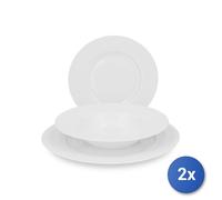 2x H&H Servizi 18 Piezas Vajilla Altea Porcelana Blanca