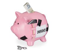 2x Hucha cerámica cerditos de la suerte 650 g con llave rosa