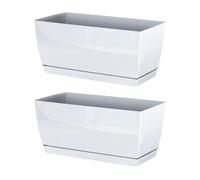 2x jardinera de plastico coubi case p en color blanco 24 (largo) x 12 (ancho) x 11 (altura) cm