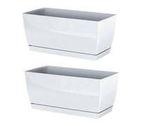 2x jardinera de plastico coubi case p en color blanco 29 (largo) x 14,2 (ancho) x 13,6 (altura) cm