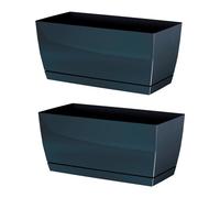 2x jardinera de plastico coubi case p en color grafito 29 (largo) x 14,2 (ancho) x 13,6 (altura) cm