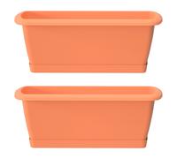 2x Jardinera Respana con soporte de plastico en color terracota 49 (largo) x 18,4 (ancho) x 14,5 (alto) cm WELLHOME