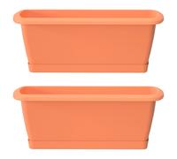 2x Jardinera Respana con soporte de plastico en color terracota 59 (largo) x 18,4 (ancho) x 14,5 (alto) cm WELLHOME
