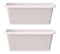 2x Jardinera WELLHOME Respana con soporte de plastico en color blanco 78,6 (largo) x 18,4 (ancho) x 14,5 (alto) cm