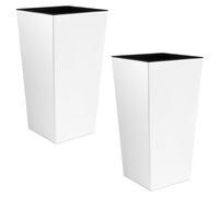 2x Maceta alta WELLHOME Urbi 2 litros, de plastico, 12,6 x 12,6 x 20 cm en color Blanco