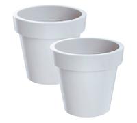 2x maceta de plastico lofly en color blanco 24,5 (largo) x 24,5 (ancho) x 22,5 (alto) cm