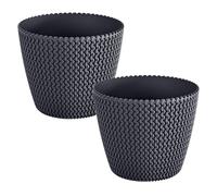 2x maceta redonda 11,5l prosperplast splofy de plastico en color antracita, ø29,5 x 24,9 cm