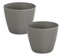 2x Maceta redonda 11,5L PROSPERPLAST Splofy de plastico en color gris, Ø29,5 x 24,9 cm WELLHOME